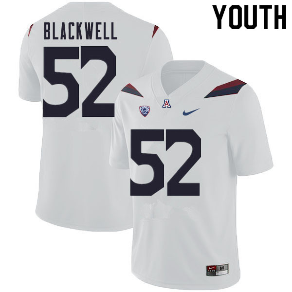 Youth #52 Aaron Blackwell Arizona Wildcats College Football Jerseys Sale-White - Click Image to Close